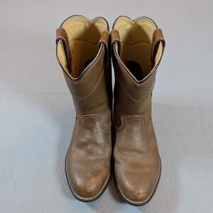 Justin JB3001 Brown Leather Cowboy Boots Style AW2104 Size 8D‎